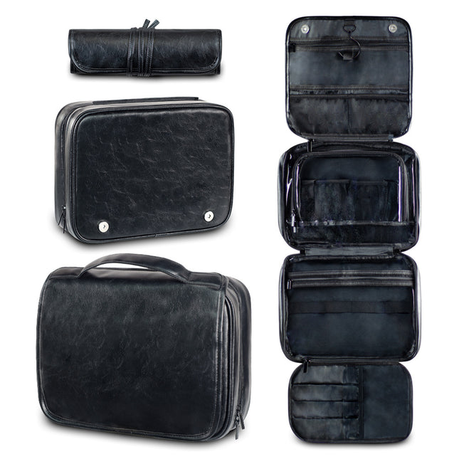 Black Luxury PU Business Travel Toiletry Bag