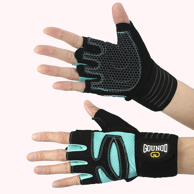 Size S Black and Blue Breathable Anti-Slip Gym Gloves for Workout