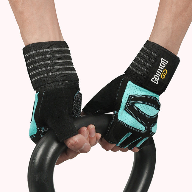 Size XL Black and Blue Breathable Anti-Slip Gym Gloves for Workout