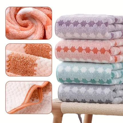 Blue Premium Coral Fleece Towel Set – 1 Bath Towel (88x170cm) + 3 Hand Towels (35x35cm) – Soft, Absorbent, and Quick-Drying