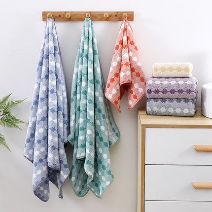 Grey Premium Coral Fleece Towel Set - 1 Bath Towel (88x170cm) + 3 Hand Towels (35x35cm) - Soft, Absorbent, and Quick-Drying