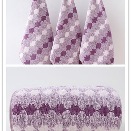 Purple Premium Coral Fleece Towel Set - 1 Bath Towel (88x170cm) + 3 Hand Towels (35x35cm) - Soft, Absorbent, and Quick-Drying