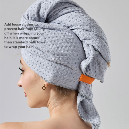 2 Pcs Grey Super Absorbent Waffle Weave Hair Towel, Multi-Functional Quick Drying Turban for Women, Soft & Fast Drying Head Wrap