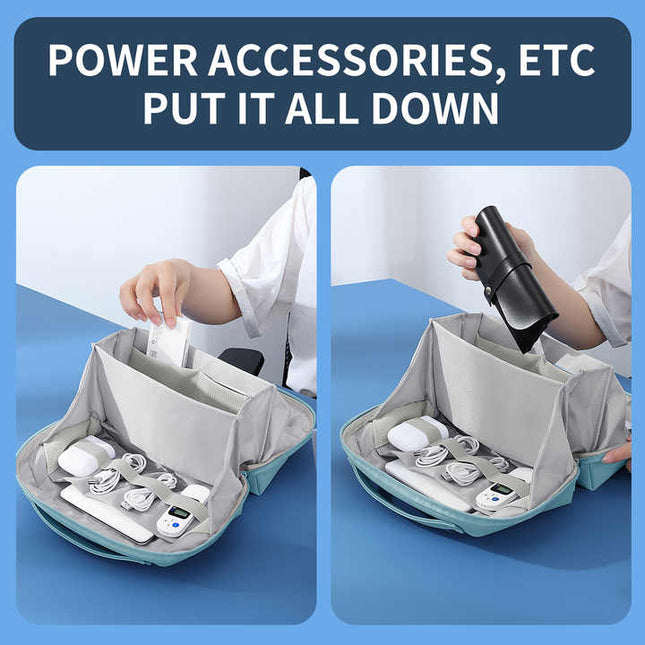 Grey Large Capacity Multi-functional PU Digital Storage Organizer Bag Waterproof & Portable for Cables – product detail