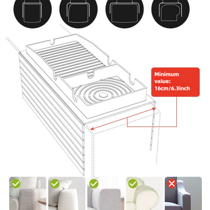 Black Multi-Function Sofa Cup Holder Tray, Silicone Drink Organizer, Adjustable and Easy-to-Clean Sofa Armrest Storage Box for Drinks, Snacks, and Gadgets