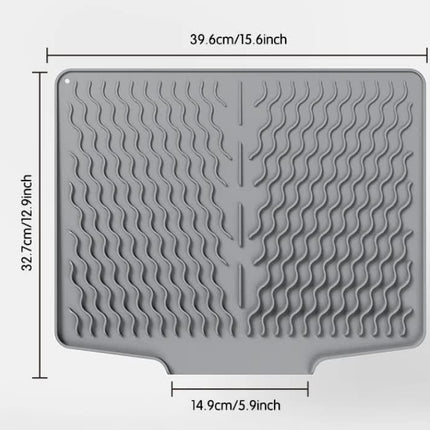 Black Silicone Dish Drying Mat, Non-Slip Draining Pad for Sink, Heat-Resistant and Water-Absorbent, Ideal for Dishes, Cups, and Utensils