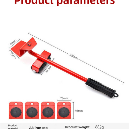 2 Pcs Red Heavy Duty Furniture Moving System, Sliding Dolly Tools for Easy Transport of Appliances, Furniture, and Heavy Objects