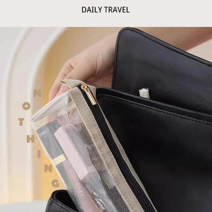 Beige Portable 4-in-1 Cosmetic Storage Bag, Removable Travel Organizer for Makeup, Toiletries, and Small Accessories
