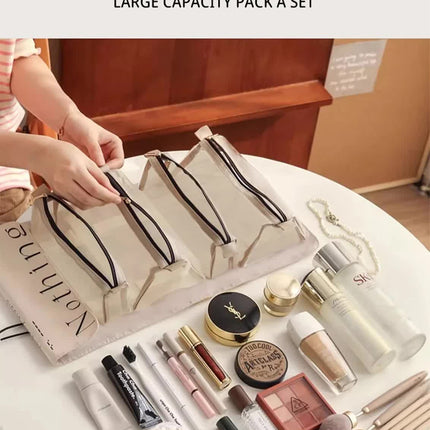 Blue Portable 4-in-1 Cosmetic Storage Bag, Removable Travel Organizer for Makeup, Toiletries, and Small Accessories