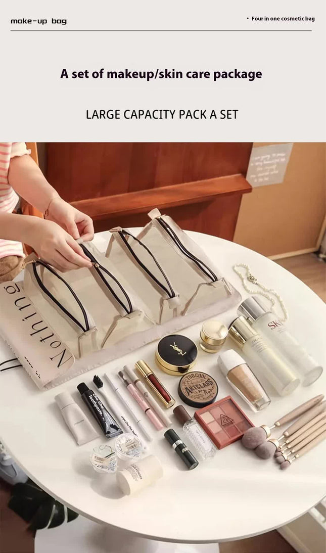 Blue Portable 4-In-1 Cosmetic Storage Bag