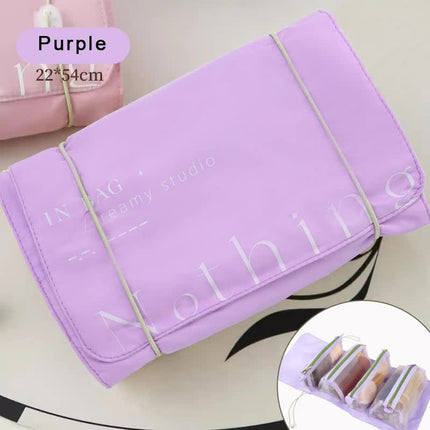 Purple Portable 4-in-1 Cosmetic Storage Bag, Removable Travel Organizer for Makeup, Toiletries, and Small Accessories