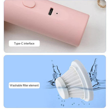 Blue Mini Portable Wireless Dust Vacuum Cleaner, Powerful and Long-Lasting Handheld Vacuum for Makeup Tables, Powder, and Dust
