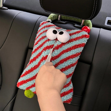Blue And Red Cartoon Monster Tissue Box, Plush Tissue Holder for Car or Home, Cute and Fun Design
