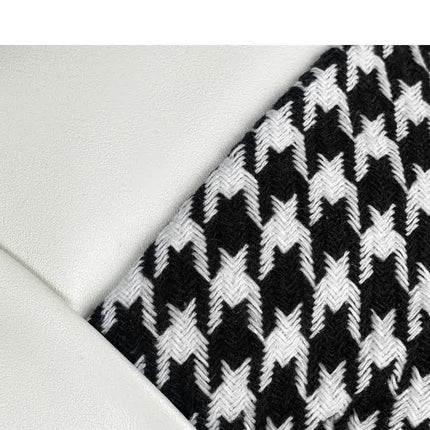 1 Pair (Headrest + Pillow) White Cute Bowtie Car Headrest Pillow and Waist Cushion Set, Stylish Houndstooth Design, Soft Neck and Back Support for Car Interior