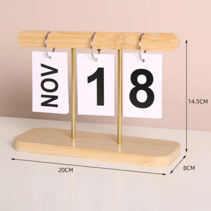 Wood Color Modern Minimalist Wooden Flip Calendar Stylish Desktop Calendar for Home Office and Study Room