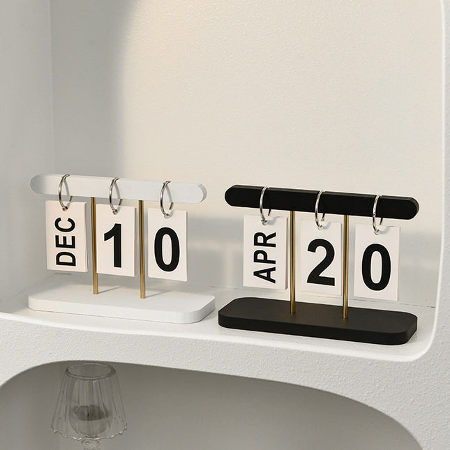 Wood Color Modern Minimalist Wooden Flip Calendar Stylish Desktop Calendar for Home Office and Study Room – product detail