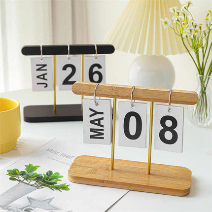 Wood Color Modern Minimalist Wooden Flip Calendar Stylish Desktop Calendar for Home Office and Study Room – design and finish