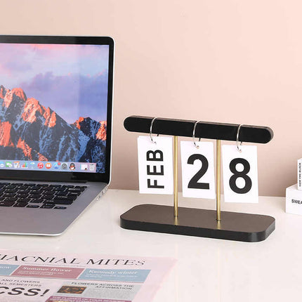Wood Color Modern Minimalist Wooden Flip Calendar Stylish Desktop Calendar for Home Office and Study Room – product features