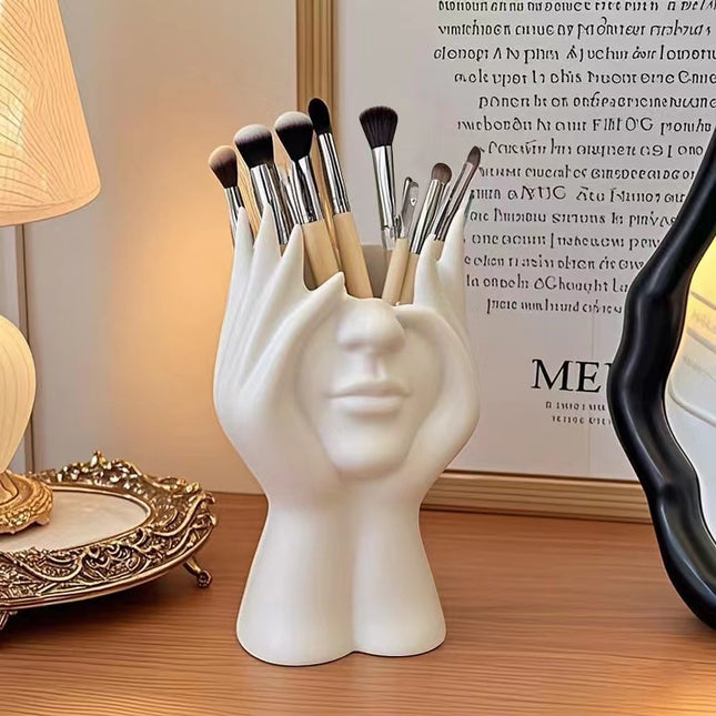 2 Pcs White Elegant Hand-Shaped Brush (Makeup Brush Not Included)