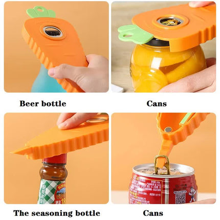2 Pcs Orange Carrot-Shaped Multi-Function Bottle Opener – Versatile Kitchen Tool for Jars, Cans, and Bottles