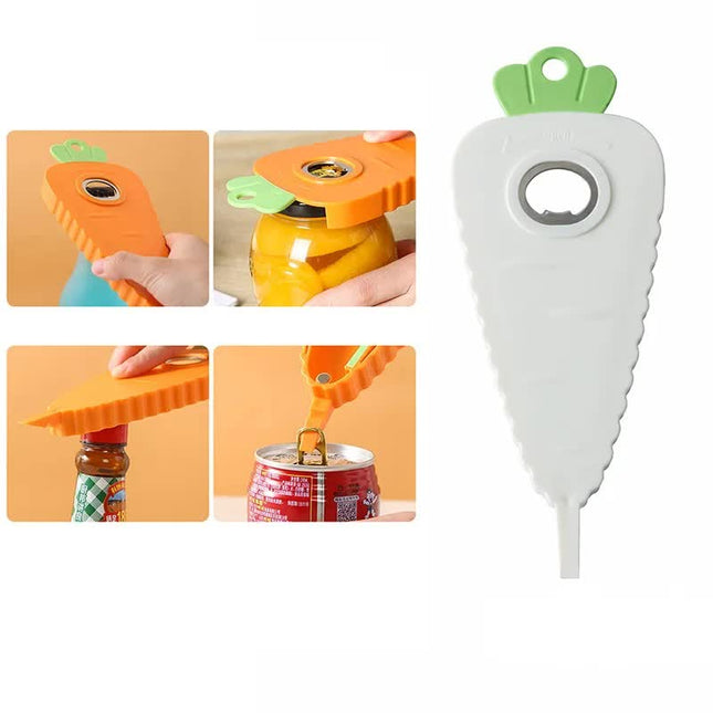 2 Pcs White Carrot-Shaped Multi-Function Bottle Opener