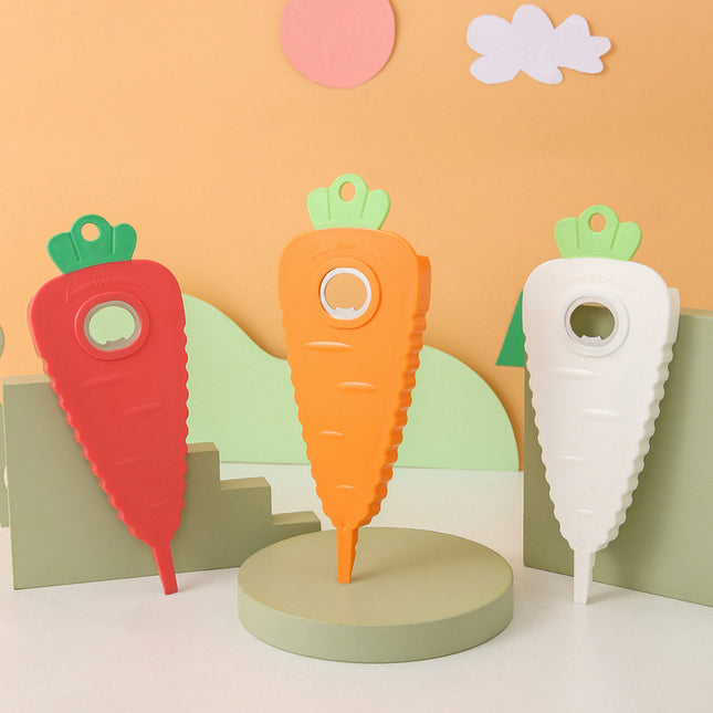 2 Pcs White Carrot-Shaped Multi-Function Bottle Opener – product detail