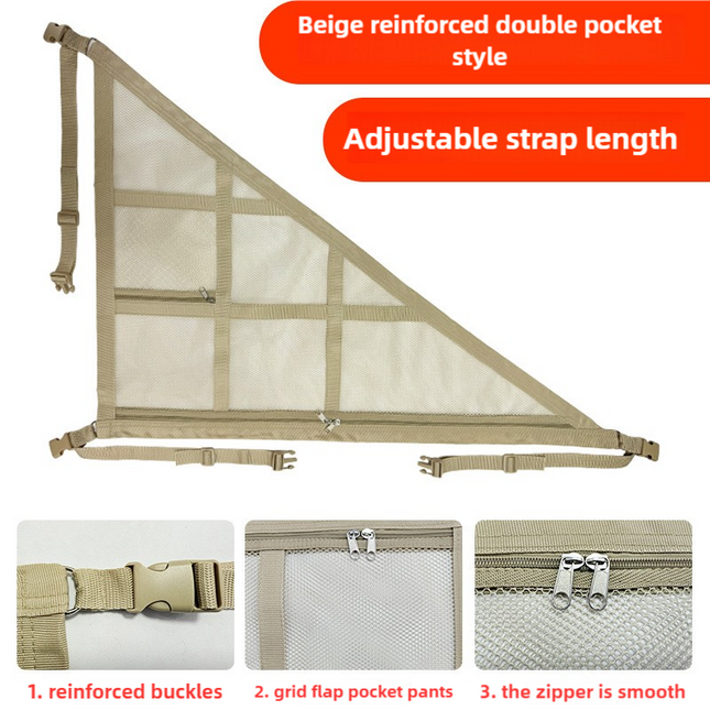 Beige Car Roof Triangular Storage Net