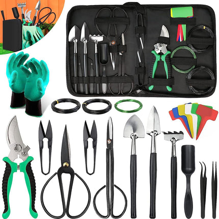 24-Piece Bonsai Tree Tool Kit for Gardening Starters Complete Bonsai Care Set with Organizer Bag