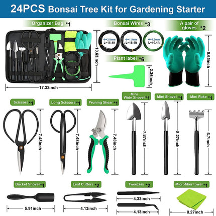 24-Piece Bonsai Tree Tool Kit for Gardening Starters Complete Bonsai Care Set with Organizer Bag – product features