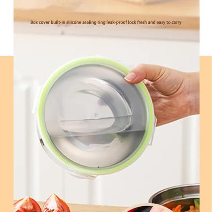 Brown 3-Piece 304 Stainless Steel Food Storage Set with Leak-Proof Lids Round Design for Fridge and Meal – hardware detail