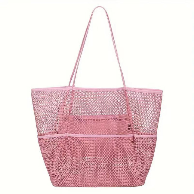 Pink Breathable Mesh Beach Tote Bag (Purpose Storage)