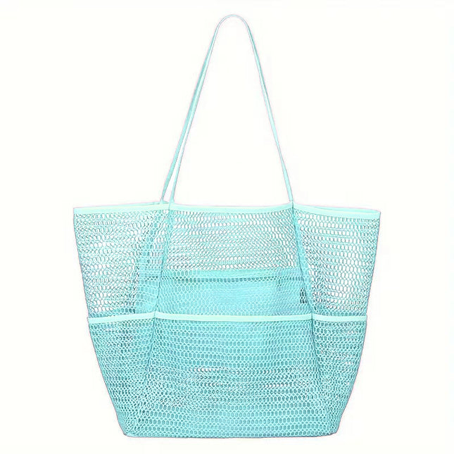 Blue Breathable Mesh Beach Tote Bag (Purpose Storage)