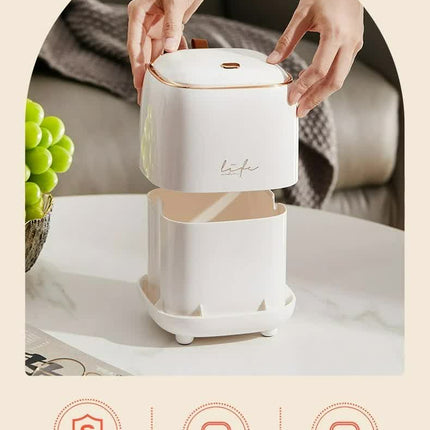 Light Green Portable Tabletop Trash Can with Dual-Layer Design - Convenient for Desk Organization