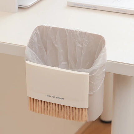 2 Set Green Mini Desktop Sweeper and Trash Bin Set | Compact Desk Cleaning Brush Organizer | Small Tabletop Sweeping Dustpan for Home and Office Use