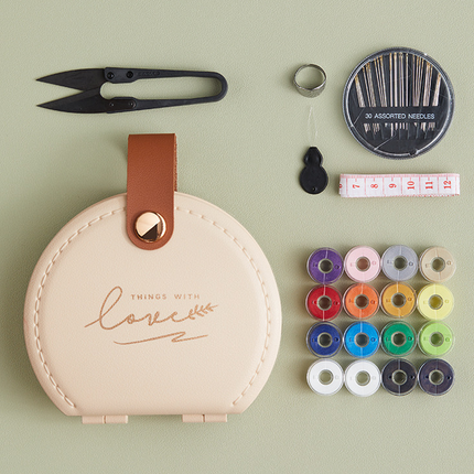Apricot Portable Sewing Kit with Threads, Needles, and Tools - Compact Travel Case for Sewing Accessories