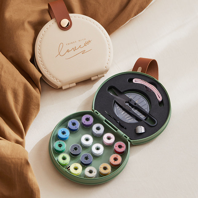 Green Portable Sewing Kit with Threads Needles and Tools – product detail