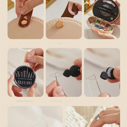 Green Portable Sewing Kit with Threads, Needles, and Tools - Compact Travel Case for Sewing Accessories
