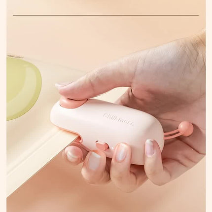 2 Pcs Light Brown Bear Mini Handheld Heat Sealing Machine for Food Bags - Compact, Portable, USB Rechargeable