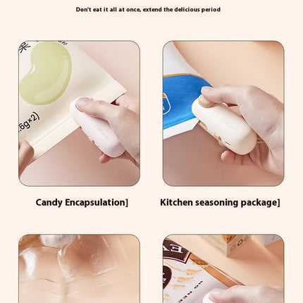 2 Pcs Light Brown Bear Mini Handheld Heat Sealing Machine for Food Bags - Compact, Portable, USB Rechargeable