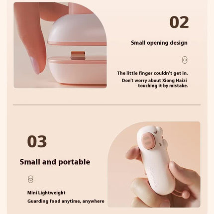 2 Pcs Light Brown Bear Mini Handheld Heat Sealing Machine for Food Bags - Compact, Portable, USB Rechargeable