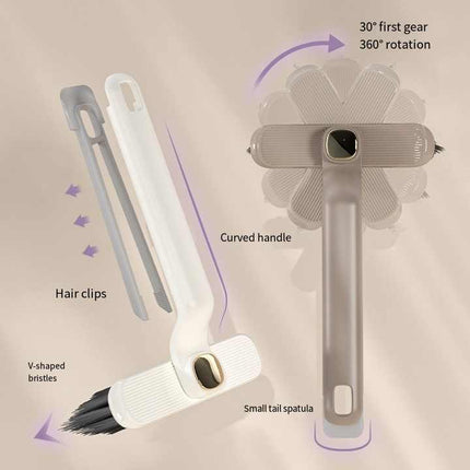 3 Pcs White Multi-Function Rotating Gap Cleaning Brush, 2-in-1 Hard Bristle Brush for Bathroom Tiles and Grout Lines