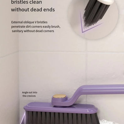 3 Pcs Purple Multi-Function Rotating Gap Cleaning Brush, 2-in-1 Hard Bristle Brush for Bathroom Tiles and Grout Lines
