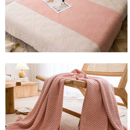 White 110cm x 150cm Soft Tassel Throw Blanket for Sofa or Bed, Cozy  Casual Blanket for Office Nap, Minimalist Bed End Cover