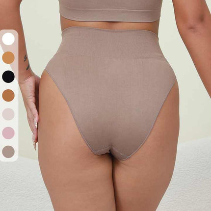 3 Pcs Size S Black Microfiber High-Waisted Thong Underwear with Tummy Control - Slimming Comfort