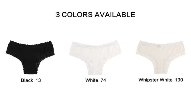 Size L Lace-Trimmed Cotton Panties - 3-Pack in Black, White
