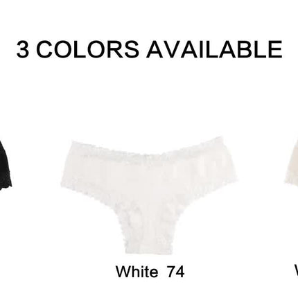 Size XL Lace-Trimmed Cotton Panties - 3-Pack in Black, White, and Nude
