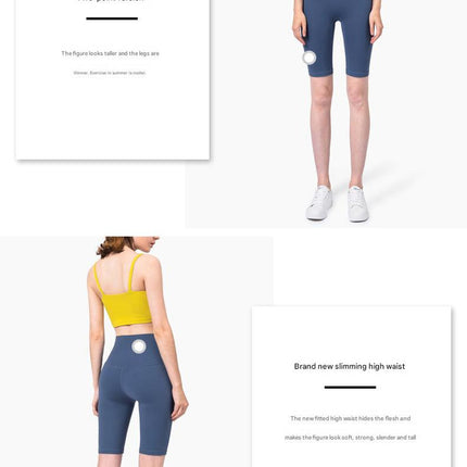 Size M True Navyl Seamless High-Waisted Yoga Shorts for Women - Tummy Control & Butt Lifting Fitness Shorts