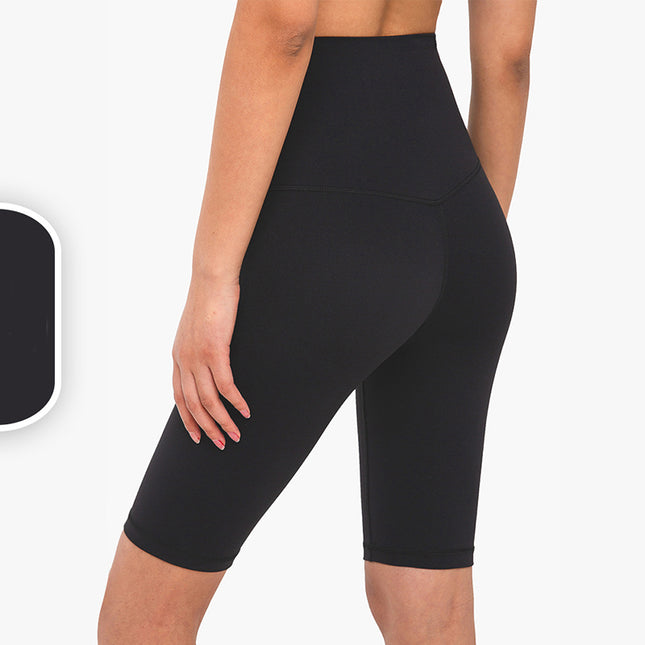 Size XL Black Seamless High-Waisted Yoga Shorts for Women