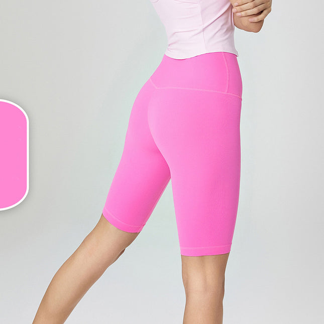 Size L Barbie Powder Seamless High-Waisted Yoga Shorts for Women