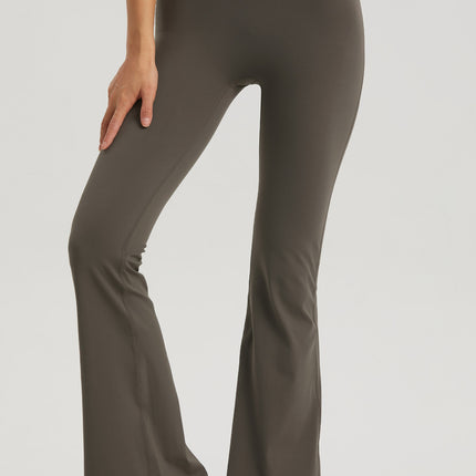 White High-Waisted Lycra Yoga Bell-Bottom Pants for Women - Tummy Control & Butt Lifting